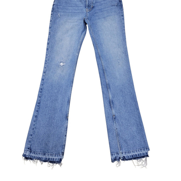 We The Free Women's Distressed Straight Mid-Rise Slit Ankle Button-Fly Jeans 27 - Picture 4 of 8